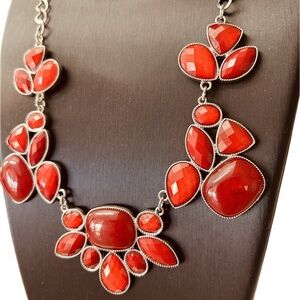 Elegant & Colorful Red Semi Gemstone Demi Diva Chunky Fashion Statement Necklace
